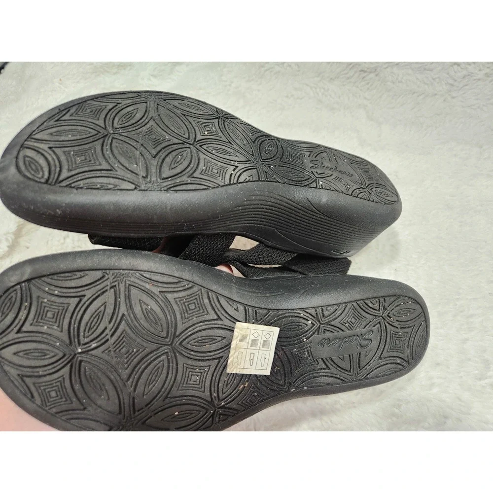 Skechers Pier-Lite Vegan Washable Sling-Back Wedges Night Owl Black